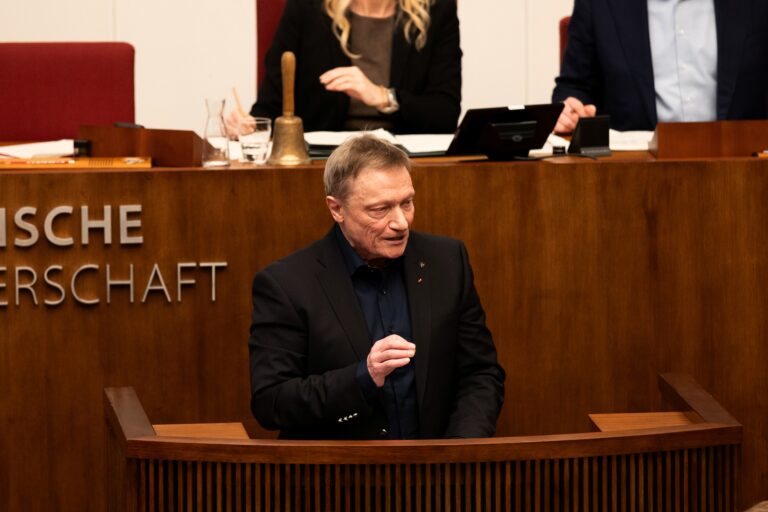 Arno Gottschalk hält eine Rede im Parlament